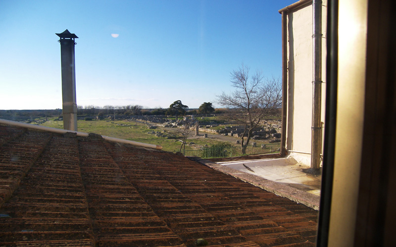 View of ruins at Hotel Delle Rose, Paestum